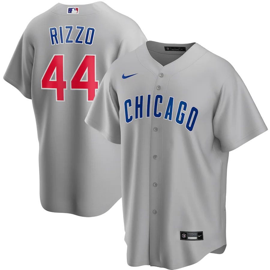 Mens Chicago Cubs #44 Anthony Rizzo Nike Gray Road Replica Player Name MLB Jerseys->chicago cubs->MLB Jersey